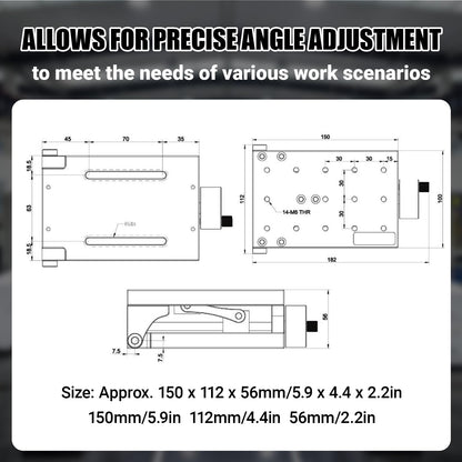 Culnflun 1 Pc Machinery Adjustment Platform, Adjustable Aluminum Alloy Punch Platform Precision Angle Tilt for Production Machinery Testing Equipment 5.9 x 4.4 x 2.2in