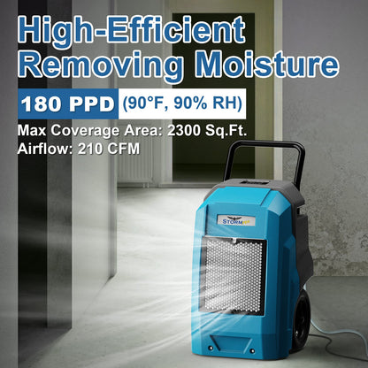 ALORAIR 180 Pints LGR Industrial Dehumidifier with Pump and Drain Hose, Portable Commercial Dehumidifier with Wheels for Home, Basements, Garages, and Job Sites, 6-Year Warranty