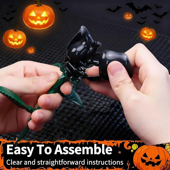 Black Rose Bouquet Building Set 12 Compatible with Lego Flowers for Daughter DIY Roses Building Blocks Gothic Artificial Everlasting Flowers Room Decoration &amp Gift for Halloween