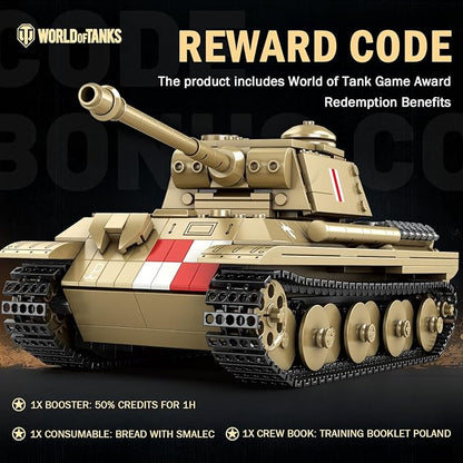 Reobrix Pudel Tank Building Block Set for Adult WW2 Military German Tank Model Set 77034 World of Tanks Authorized Products MilitaryToys Building Set for Military Fans Boys Kids Age 14+ (969PCS)