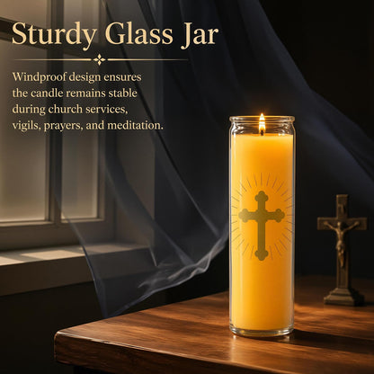 ARQRHTLY 6 Pcs Beeswax Prayer Candles 7 Day Devotional Candle in Glass 100 Hours Long Burn Time Religious Catholic Christian Spiritual Decor for Memorials Vigil Church Home Altar Bless Novena