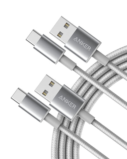 Anker Cable,[2-Pack,6 ft] Premium Nylon USB-A to USB-C Fast Charging Type C Cable,for iPhone 17 Series,Galaxy S10/Note 8,LG V20 and Other USB C Charger