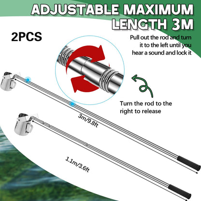 Maxdot 2 Pcs 3.6ft- 9.8 ft Telescopic Water Sampler Dipper, Pendulum Beaker Sample Ladle with Water Sampling, Pole Sampler Rod (550 Ml, Stainless Steel)