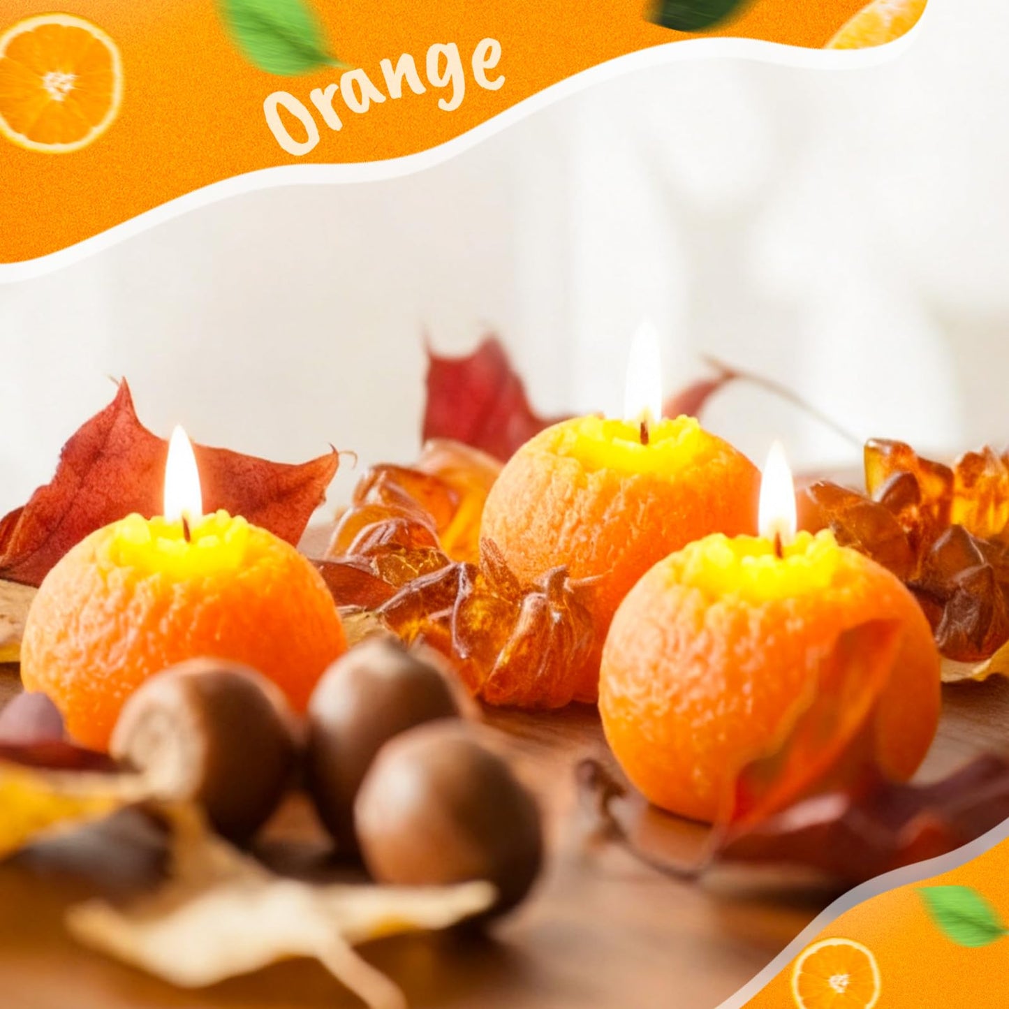 Pangda 6 Pcs Orange Shaped Scented Candles 2.7 Inch Mini Fruit Birthday Candle Gift Fruit Party Decoration, Soy Wax Christmas Bathroom Home Yoga Spa