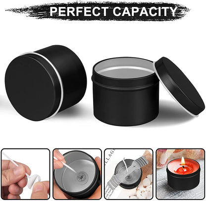 DINGPAI Candle Tins - 27 Black Metal Containers, 2oz Each, DIY Candle Making, Arts & Crafts, Storage & Gifts
