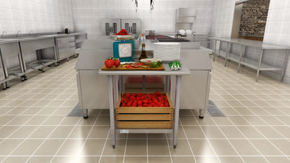 KoolMore Commercial 24x30'' Stainless Steel Work Table with Wheels for Restaurant or Home Use, Under Storage Shelf Food, Tools, Equipment, & Hardware, Heavy Duty Metal Workspace (CT2430-18C), Silver