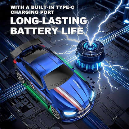 1:64 Scale Mini RC Drift Car with Gyro Full Proportional RTR 2.4Ghz Remote Control with RGB Lights (05-Blue)