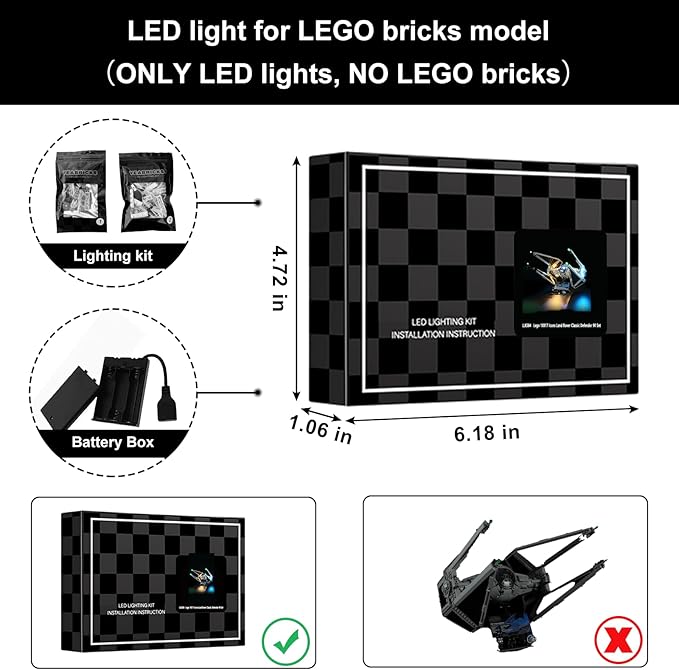 Vaodest Led Light for Lego 75382 Tie Interceptor Building Blocks ModelDesign and Configuration Compatible with Model 75382(Led Light Only Not Building Block Kit)