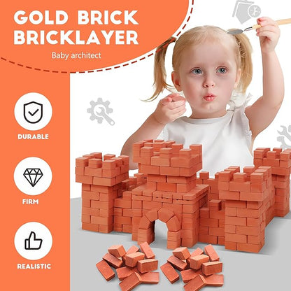 Knight Bricklayer Brick and Mortar Construction Set Clay Mini Bricks &amp Cinder Blocks DIY Mini House Kit STEM Building Toy Kids Brick Mortar Set Reusable Blocks Ages 8+ Birthday Gift