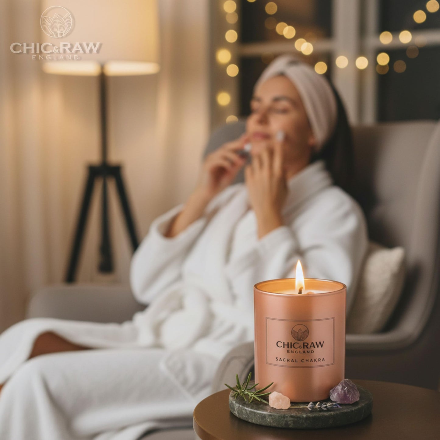 Aromatherapy Candle with Crystal Amethyst Sacral Chakra, Scented Candle Made of Ylang Ylang Oil, Luxury Long-Lasting Burn Soy Candle for Home Scented - Stress Relief, & Manifestation, 7.05oz