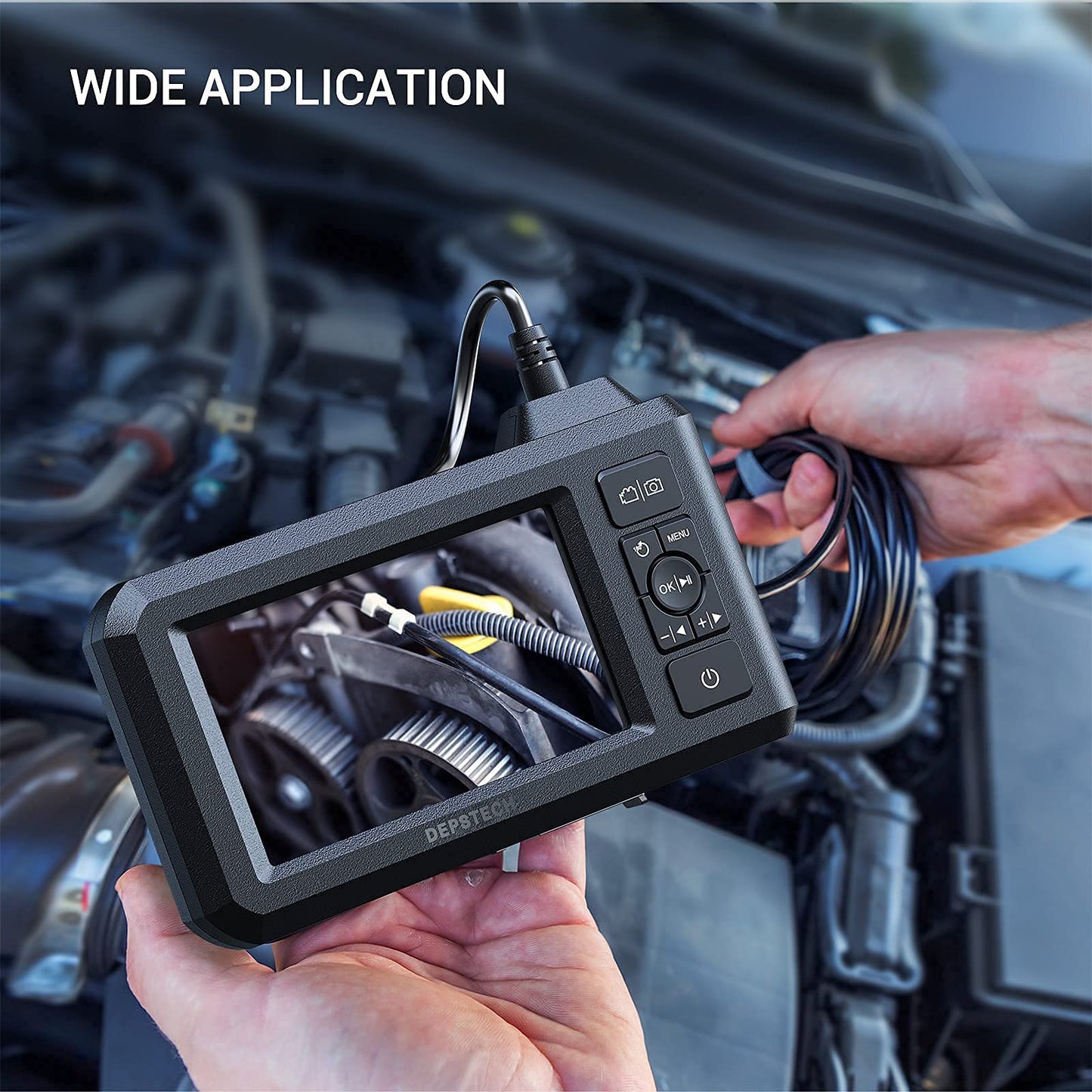 DEPSTECH DS300 Dual Lens Industrial Endoscope, 1080P Digital Borescope Inspection Camera, 7.9mm IP67 Waterproof, 4.3" Screen Sewer Camera,DS300 5.5mm 1080P HD Digital Camera,16.5FT Semi-Rigid Cable