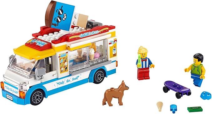 LEGO City Ice Cream Truck Van 60253 Building Toy Set - Featuring Skater Minifigures Skateboard and Dog Figure Fun Gift Idea for Boys Girls and Kids Ages 5+