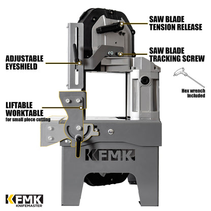KFMK 10A Variable Speed Metal Band Saw with Large Workbench, 5" Cutting Capacity, Adjustable Speed 137-472 FPM, BandSaw Perfect for Metalworking, Knife Cutting