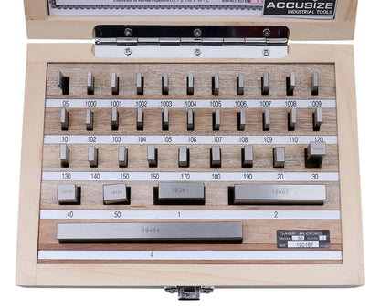 Accusize Industrial Tools 36 Pc Steel Gage Block Set, Grade As-2 Asme B89.1.9-2002, with Mfg Certificate, 0036-6001
