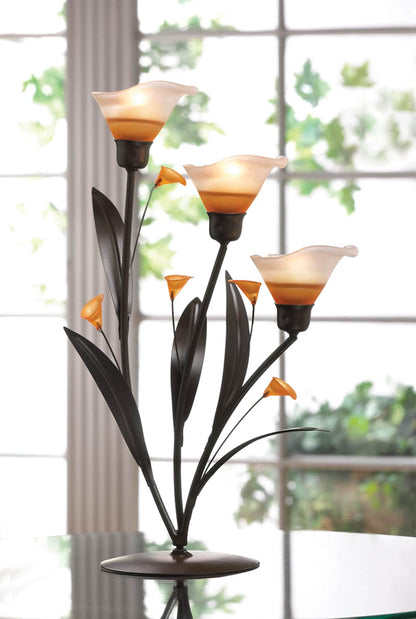 Accent Plus Candle Holder Christmas Decorations Indoor Outdoor Home Decor Valentine’s Day Amber Lilies Tabletop Christmas Candle Holder Wedding Centerpiece Tealight Candle, 9.3 X 4.75 X 13.3 Inches