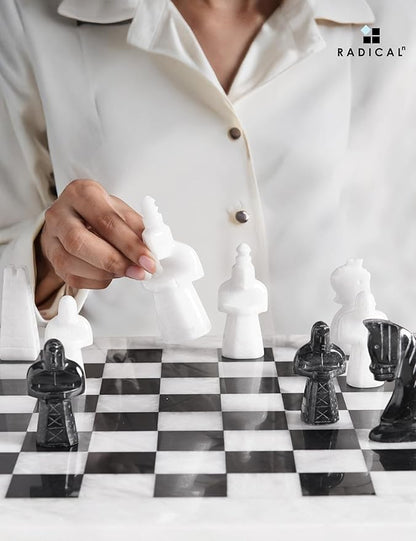 Radicaln Marble Chess Set 15 Inches with Storage Box White and Black Luxury Board Games for Adults Ideal Marble Antique Chess Board Game Set &amp Chess Pieces for Home Decor