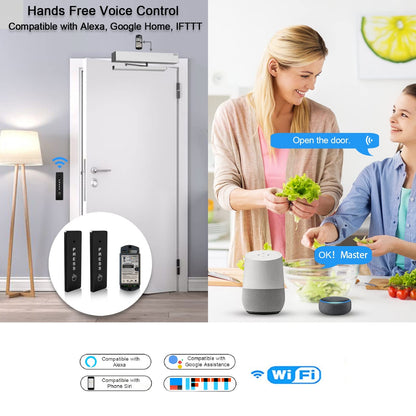 Olideauto Smart WiFi APP Control Automatic Door Opener,WiFi Built in Receiver Olide-510FW,Compatible for Alexa,Google Assistant Voice Control Auto Door with Wireless Push Panels