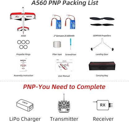 Radiolink A560 Plug &amp Play (PNP) 3D RC Airplane 580mm Wingspan with 6 Flight Modes 4 Channels Gyro Byme-A Flight Controller Brushless Motor&ampESC for Beginner &amp Experienced (No Radio/Recei