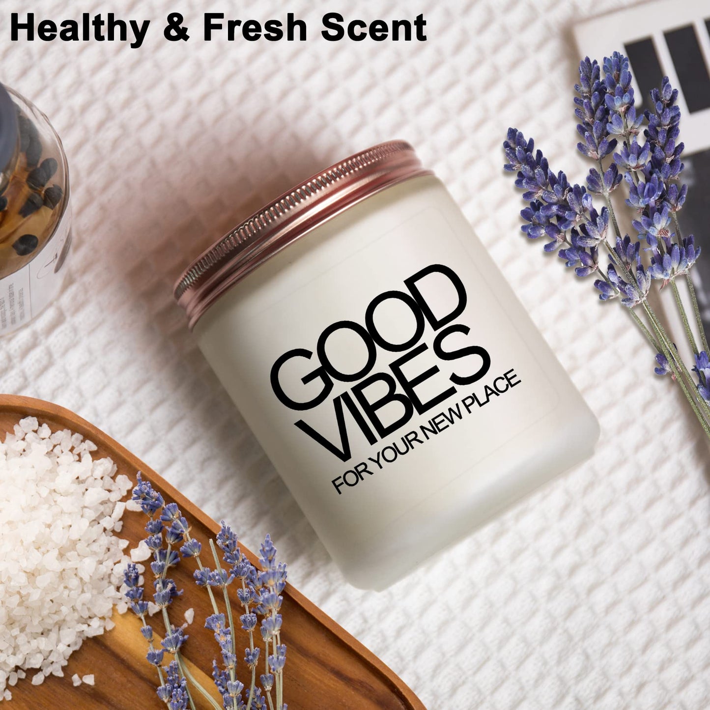 House Warming Gifts New Home, New Home Gifts, Good Vibes Candle, New House Essentials Best Presents for Women Couple Friends - Lavender Candles