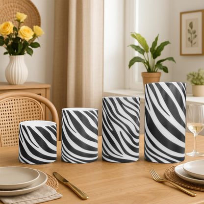 ONEIHOMM Zebra-Stripe Printed LED Candles Battery Operated Pillar Flameless Candles Bulk with Timer Remote for Animal Lover,Black and White Decor,Animal Theme Party Home Zebra Decor