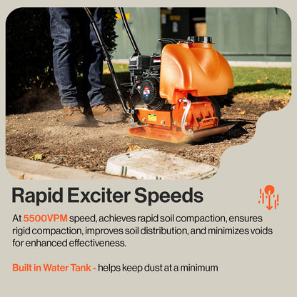 SuperHandy Plate Compactor Heavy Duty 7HP 4200lbs Impact Force - w/Water Tank for Concrete and Dirt