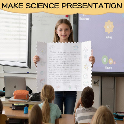 6 Pack 24" x 36" White Trifold Poster Board Bulk, Corrugated Foldable Tri-fold Display Board for Science Fair, School Projects, Presentations, Art, Business & Classroom Supplies