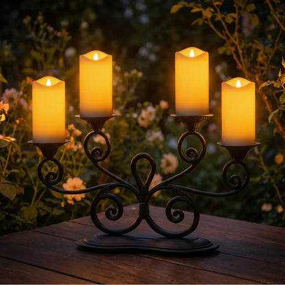 Large Solar Candle Lights Outdoor,Flameless Pillar IP65 Waterproof White Fake Candle,Dusk to Dawn,Solar Powered LED Candles for Patio Yard Deck Window Decor,Mothers Day Gifts,3"x6",Set of 2