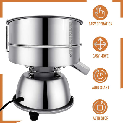 Automatic Powder Sifter Machine, 30 Mesh 50 Mesh Stainless Steel Sieve Shaker, 110V Vibrating Sifter for Flour & Powder, 2 Screens Included