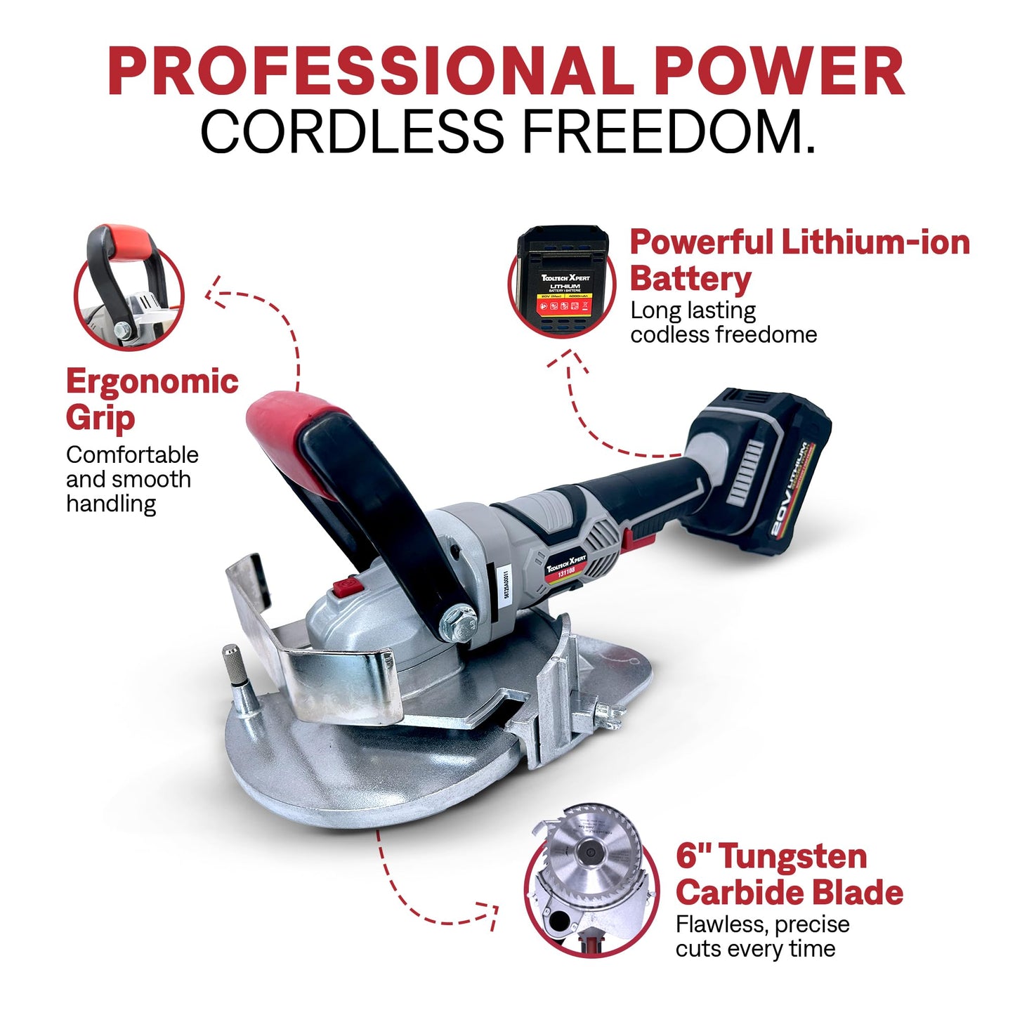 ToolTech 20V Cordless Undercut Saw Kit, 8000 RPM Jamb Saw With 4.0mAh Battery and Charger Included, For Door Jambs, Trim, Baseboard Precision Cuts and Flooring