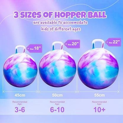 PlayZap Hopper Balls for Kids 6-12 20 Inches Bouncy Ball with Handle 20 Inflatable Bouncing Hopper 50cm Bouncing Toys Outdoor Hopping Toys for Girls Boys Gifts