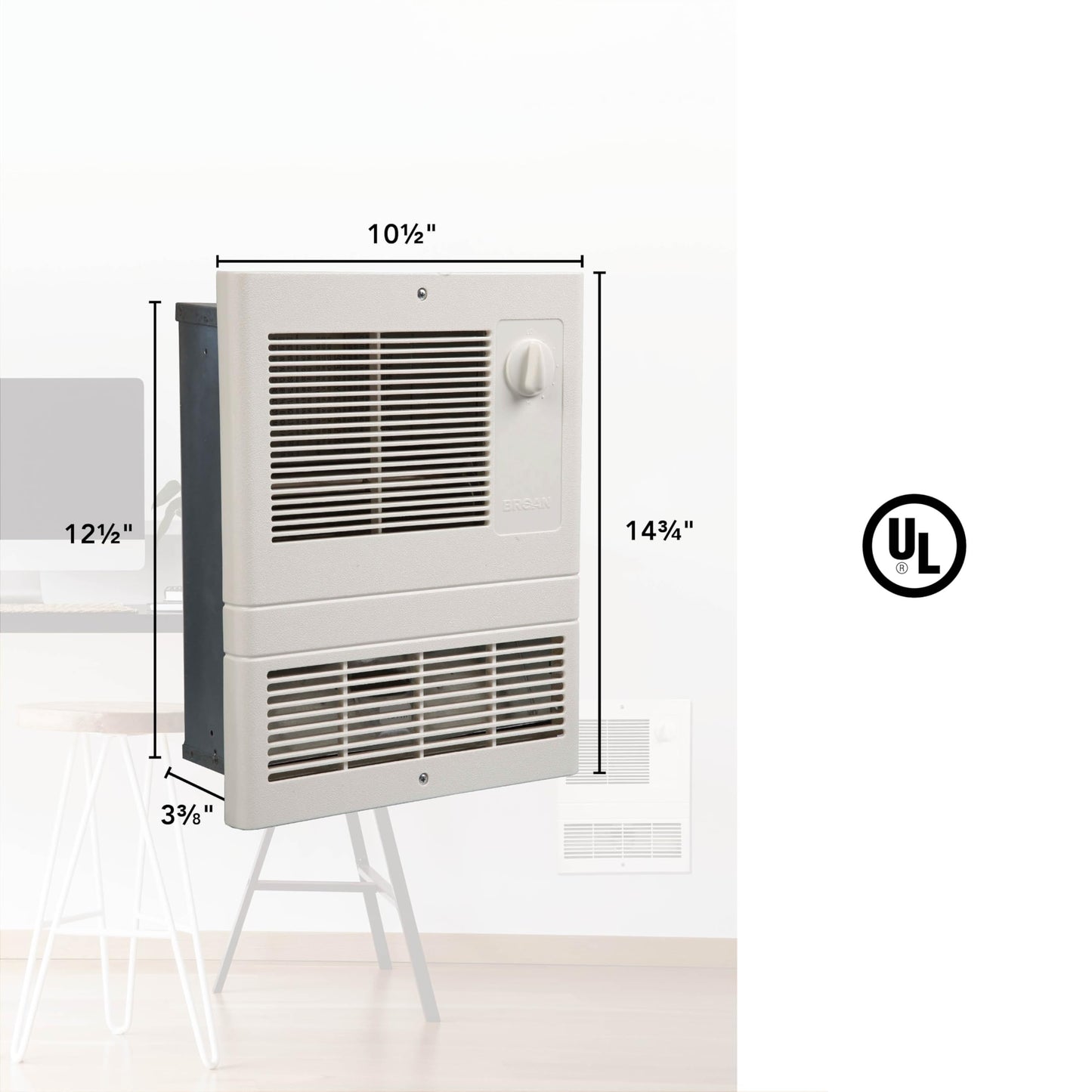 Broan-NuTone 9810WH High Capacity Wall Heater, White Grille, 1000-Watts, 120/240V