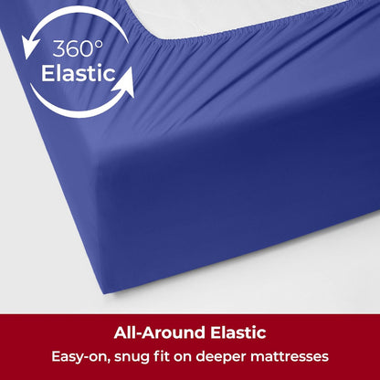 Mellanni Extra Deep Full Sheets - Hotel Luxury, Ultra Soft Cooling Bedding - Wrinkle & Stain Resistant (Royal Blue)