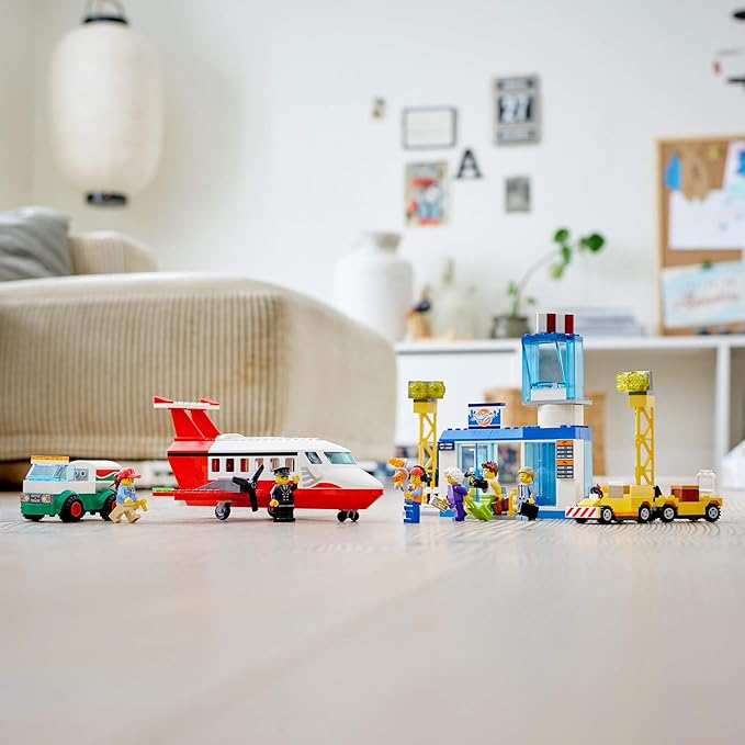 LEGO City Central Airport 60261 Building Toy with Passenger Charter Plane Airport Building Fuel Tanker Baggage Truck Cargo and 6 Minifigures Great Gift for Kids (286 Pieces)