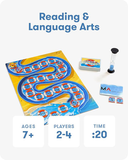 SimplyFun Letter Slide - Enhance Vocabulary and Language Skills with This Educational Game Focused on Spelling Consonants &amp Vowels Fun for 2-4 Players Ages 7 &amp Up