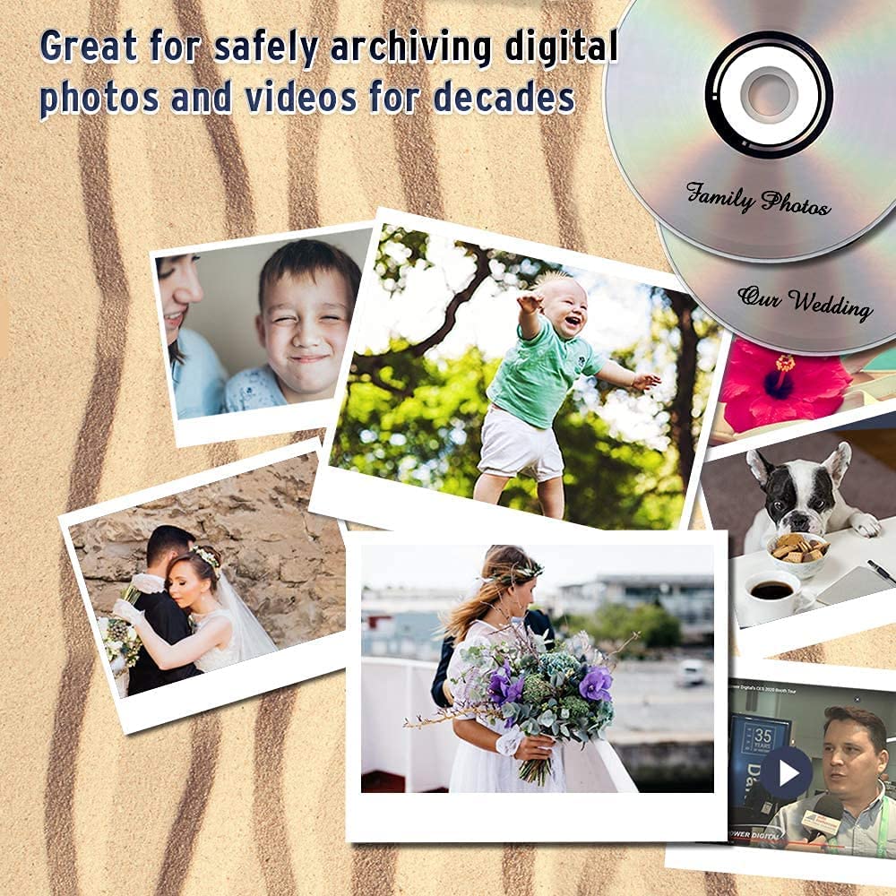 PlexDisc CD-R 700MB 52X White Inkjet Hub Printable Discs | 100 Pack Cake Box (FFP) | Blank CDs for Burning Music, Photos, Data | Writable Recordable Media