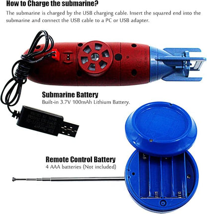 Tipmant Mini RC Submarine Toy Radio Remote Control Tourism Boat Diving Waterproof for Indoor Fish Tank Bathtub Water Kids Birthday Gifts (Blue)