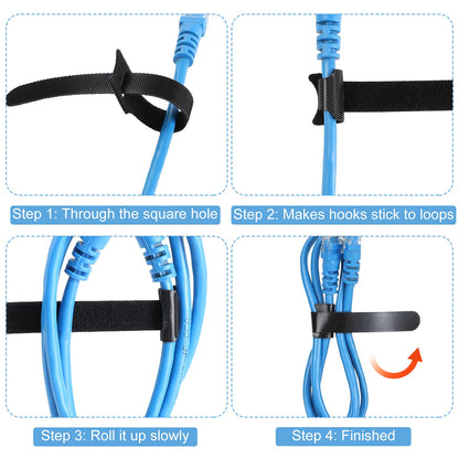 MVYC 120PCS 6 Inch Reusable Cable Ties Wire Ties Cord Organizer Cable Organizer Adjustable Management Black