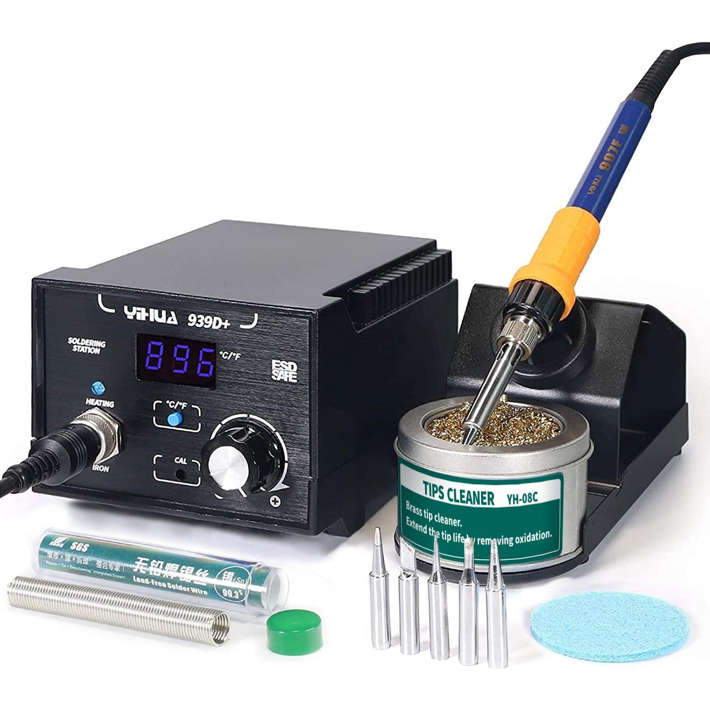 YIHUA 939D+ Professional Soldering Station bundle with YIHUA 959D-Digital Hot Air Rework Station and Accessories (18 Items)