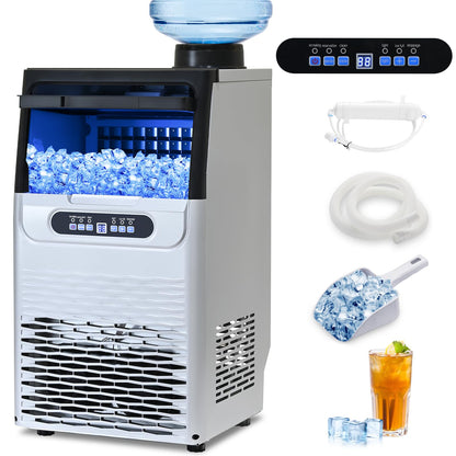 Amzgachfktch Commercial Ice Maker, 100lbs/24H Ice Maker Machine, 2 Water Inlet Modes, Ice Machine with 22lbs Storage, Auto Self-Cleaning, Under Counter/Freestanding Ice Maker for Home/Office/Shop/Bar