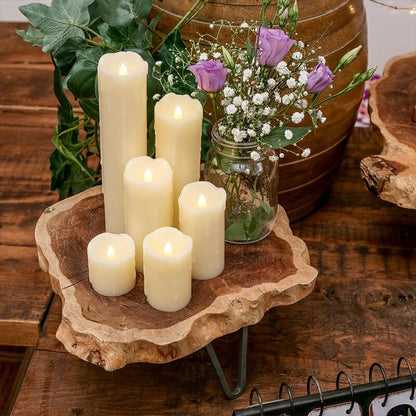Eldnacele Flickering Flameless Candles with 6 Hour Timer Battery Operated (Battery Included) Dripping Real Wax LED Pillar Candles for Dinner Home Indoor Decor Christmas Holiday Decorations Set of 6