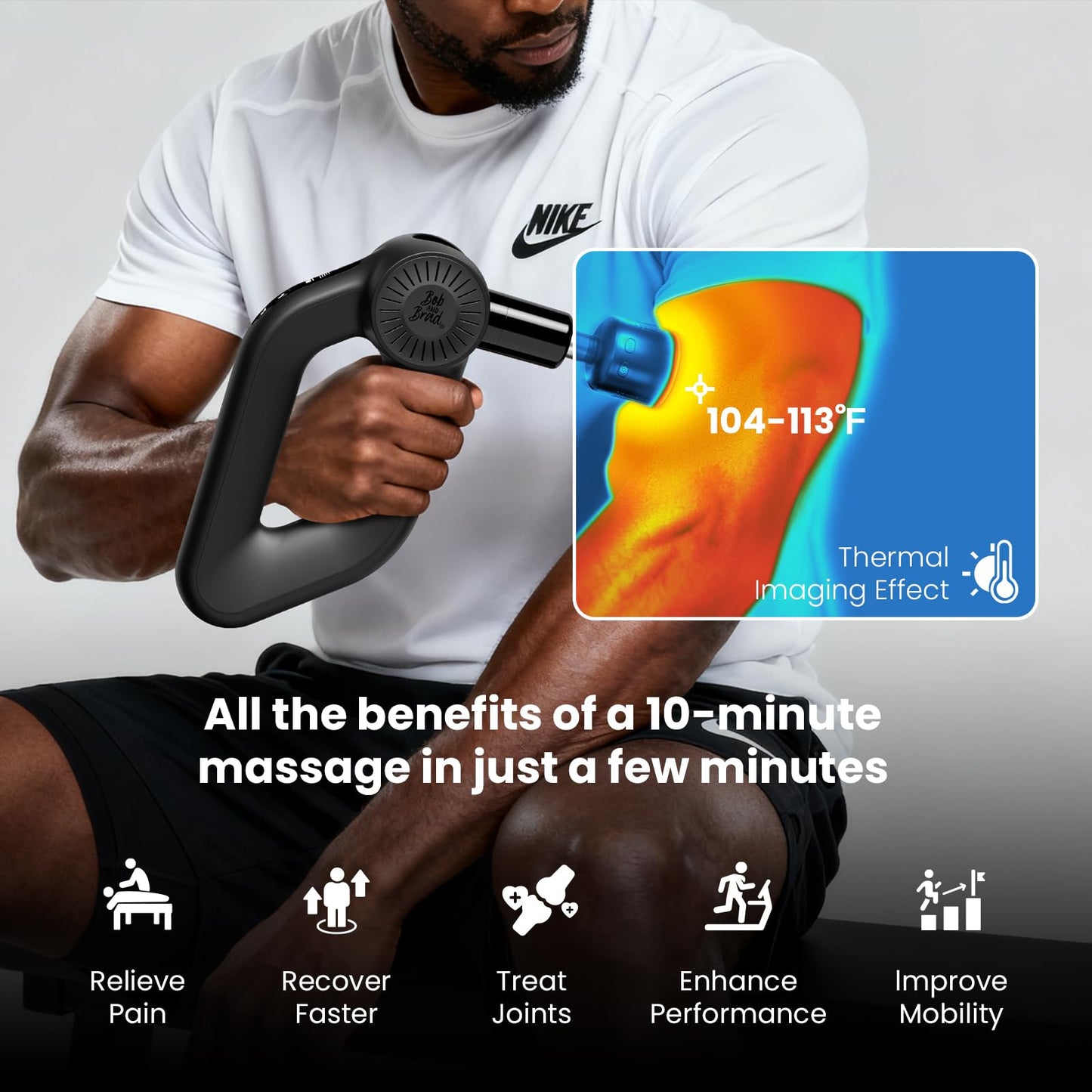 BOB AND BRAD D6 Pro Max+ Massage Gun with Heat and Cold, Powerful Deep Tissue Percussion Massager with 16mm Amplitude, Professional Muscle Massager Gun for Athletes, Quiet Electric Handheld Massager