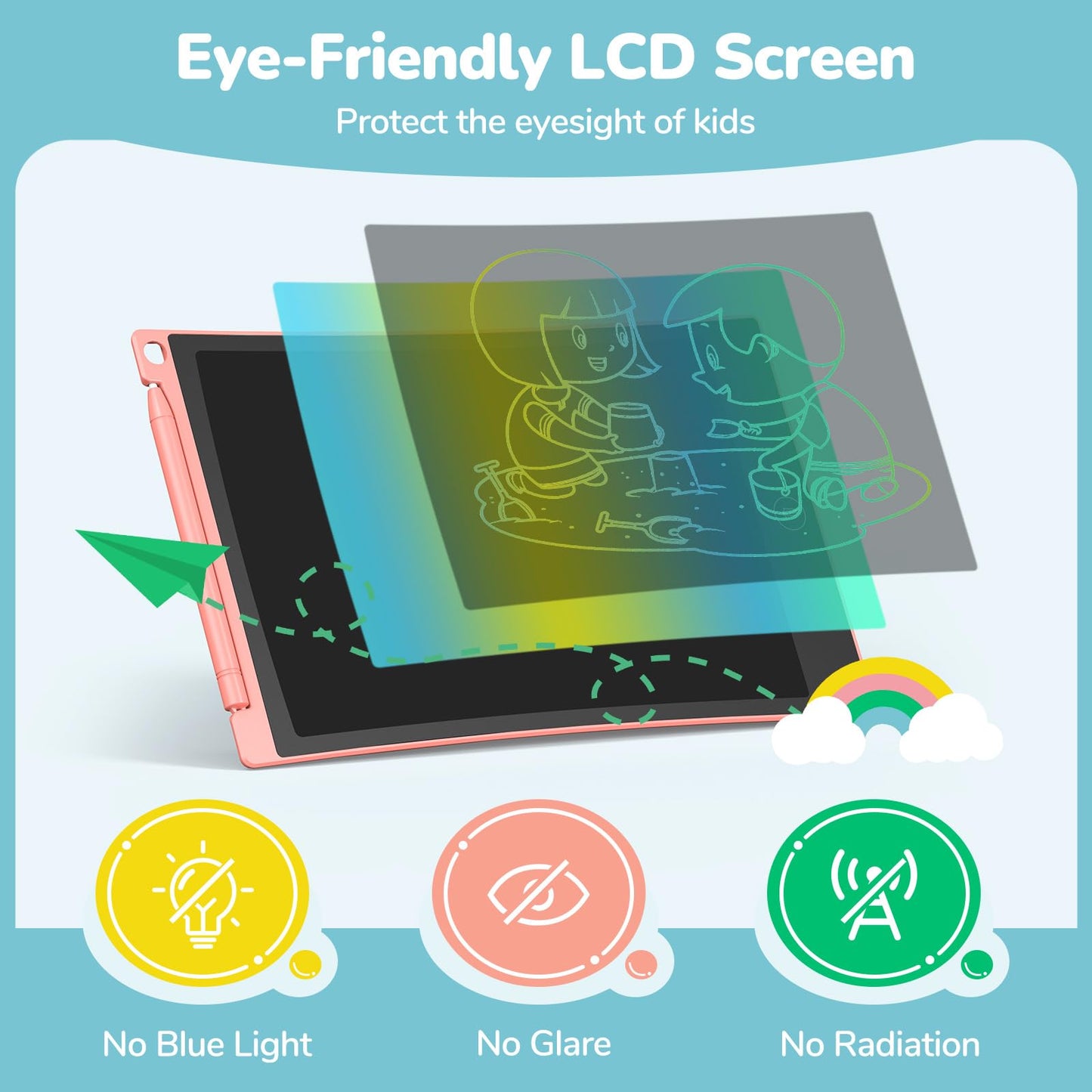 TECJOE LCD Writing Tablet, 8.5 Inch Colorful Doodle Board Drawing Tablet for Kids, Christmas Stocking Stuffers Birthday Gifts Travel Games Toys for Age 3 4 5 6 Boys Girls Toddles
