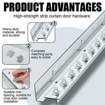 Strip Curtain Door Mounting Hardware Galvanized Steel Commercial Industrial Strip Curtain Door Hanger Kit 8 Foot (Two 4 Foot Sections) for Universal Frame or Wall Mount