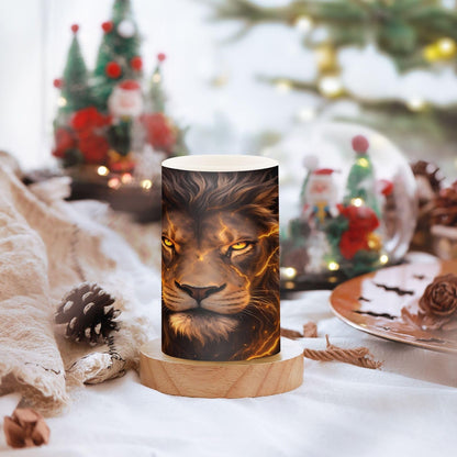 KGLDSNM Golden Lion LED Flameless Flickering Candle with Remote Timer Battery Operated for Indoor Outdoor Party Holiday Home Decor 2 Pack