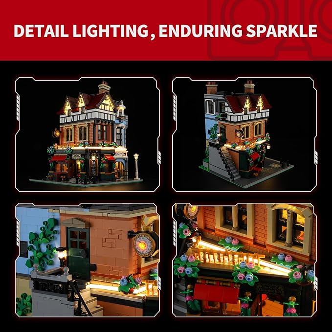 BRIKSMAX 2.0 Light Kit for Lego Tudor Corner Building Sets-Innovative Led Lighting Compatible with Lego Icons 10350 Building Sets (Not Included Lego Set)