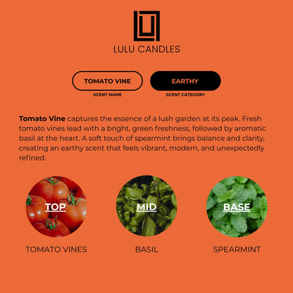 Lulu Candles | Tomato & Vine | Smells Fresh & Green | Luxury Scented Soy Jar Candle | Hand Poured in The USA | Highly Scented Long Lasting (9 Oz.)