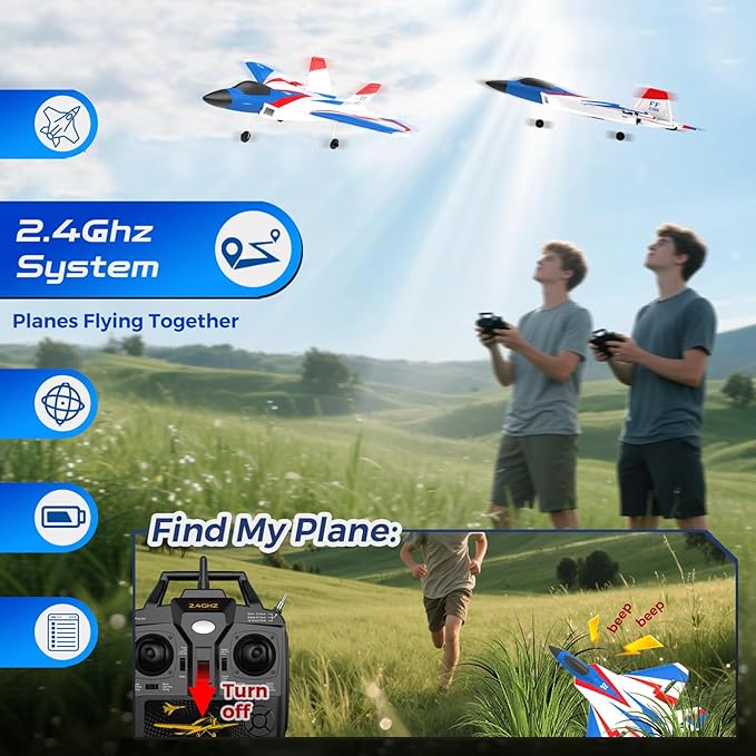 RC Airplane 4 Channel with Lights | F22 RC Plane with 6-axis Gyro Stabilizer for Beginner Remote Control Airplane for Adults 37mins Flight Time - 19in*14in