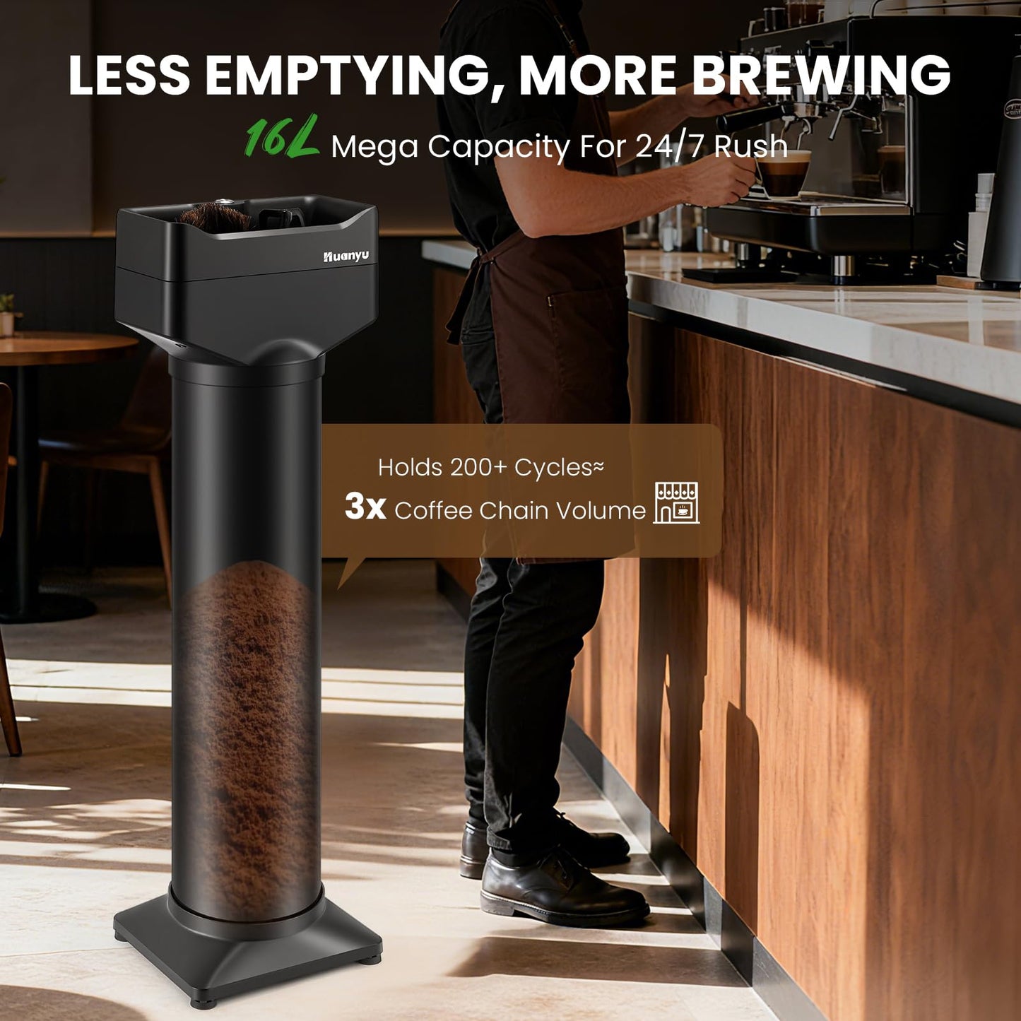 Huanyu Flat Burr Coffee Grinder with 19 Grinding Settings Large Capacity 35oz Red and Huanyu Electric Espresso Portafilter Cleaner 16L with Dual Brush Heads, 3 Scrapers Bundle