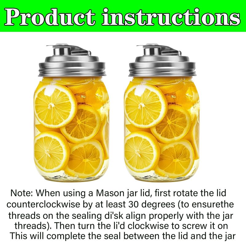 Mason Jar Wide Mouth Lid Stainless Steel Pour Spout Flip Cap,2 Pack Mason Jar Anticracking Pitcher Rust Leak Proof Seal Cover for Home Brewing Fruit Fermenting Drinks Salad (Wide Mouth)