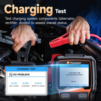 FOXWELL BT705 Plus Car Battery Tester 24V 12V Load Tester, Professional 100-2000CCA Automotive Alternator Tester, Accurate Cranking Charging Tester for Car Truck Marine Heavy Duty (Upgraded BT705)
